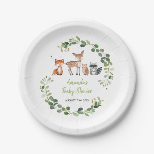 Woodland Forest Oh Boy Baby Shower Paper Plate