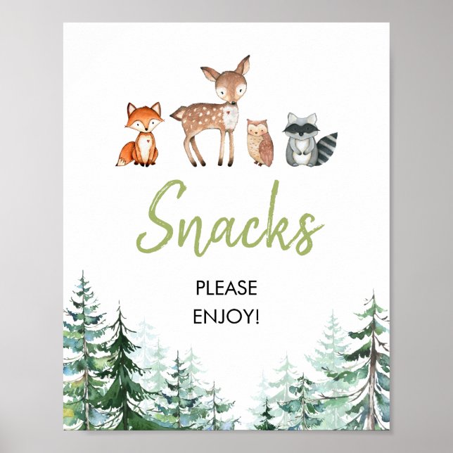 Woodland Forest Oh Boy Baby Shower Snacks Poster (Front)