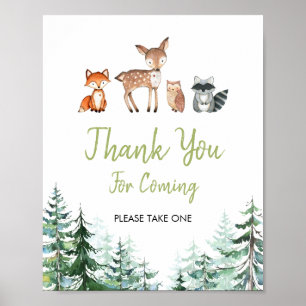 Woodland Forest Oh Boy Baby Shower Thank You Poster