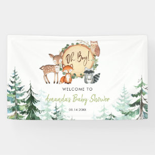 Woodland Forest Oh Boy Baby Shower Welcome Large Banner