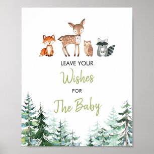 Woodland Forest Oh Boy Baby Shower Wishes for Baby Poster