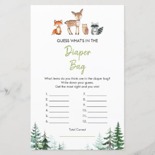 Woodland Forest Oh Boy Shower What's in Diaper Bag