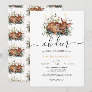 Woodland Forest Oh Deer Baby Shower Invitation