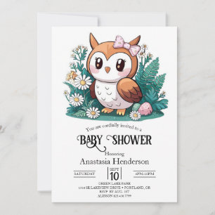 Woodland Forest Owl Baby Shower Invitation