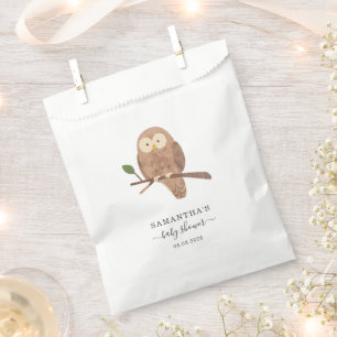 Woodland Forest Owl Watercolor Baby Shower Favour Bags