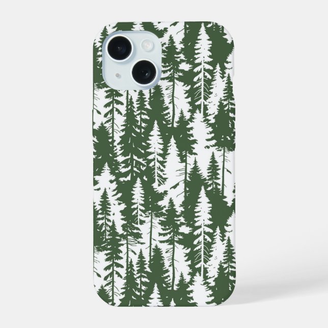 Woodland Forest Pattern iPhone 15 Case (Back)