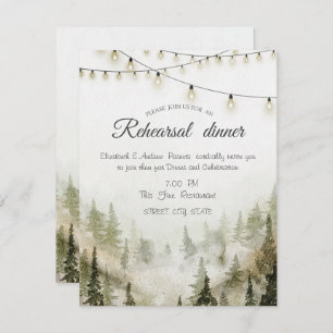 Woodland,Forest,Pine Trees,String Rehearsal Dinner Invitation