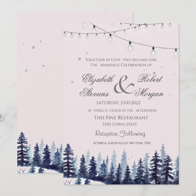 Woodland,Forest,Pine Trees Wedding   Invitation (Front/Back)