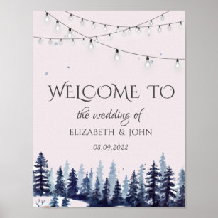 Woodland,Forest,Pine Trees Wedding Poster