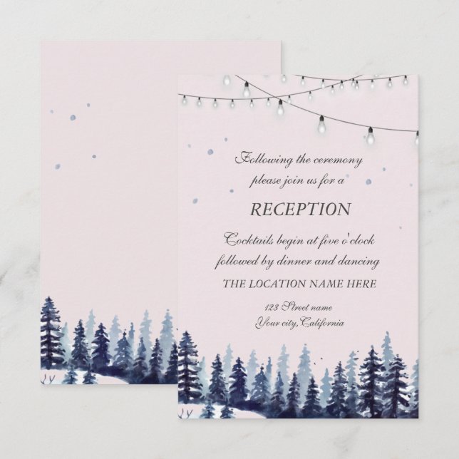 Woodland,Forest,Pine Trees Wedding Reception  Invitation (Front/Back)