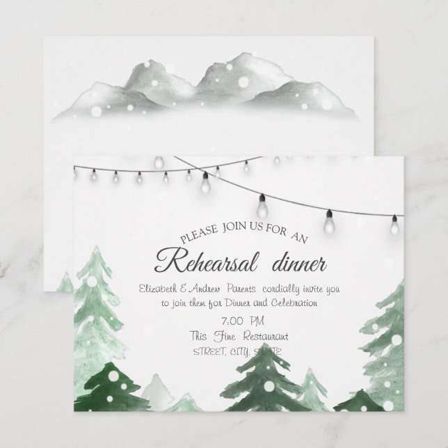 Woodland,Forest String Lights,Rehearsal Dinner Invitation (Front/Back)