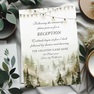 Woodland,Forest,String Lights Wedding Reception  Invitation