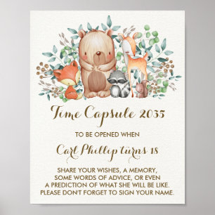 Woodland Forest Time Capsule 1st Birthday Sign