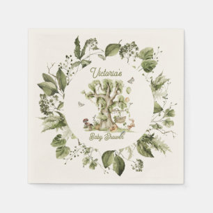 Woodland Forest Tree Cradle Animals Baby Shower Napkin