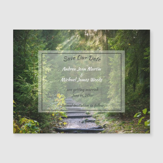 Woodland Forest Trees Custom Save Our Date (Front)