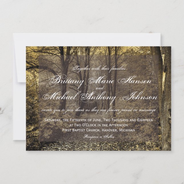 Woodland Forest Trees Rustic Wedding Invitations (Front)