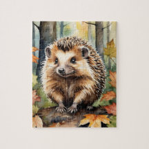 Woodland Forest Watercolor Hedgehog Fall Animal
