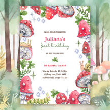 Woodland Forest Watercolor Mushroom Birthday Party