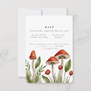 Woodland forest Watercolor Mushroom Wedding Invitation