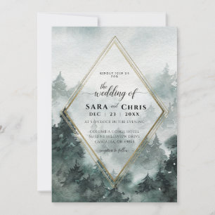 Woodland Forest   Watercolor Wedding Invitation