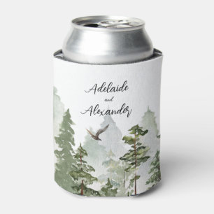 Woodland Forest Wedding Green Can Cooler