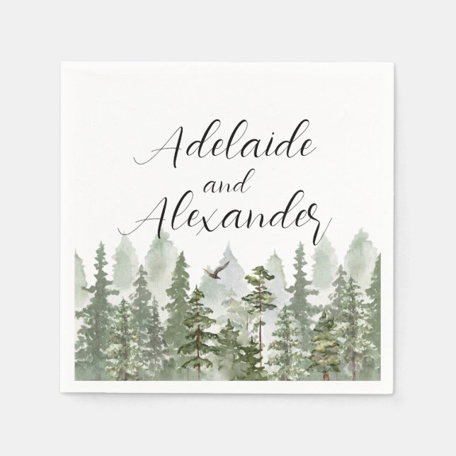 Woodland Forest Wedding Green Napkin (Front)