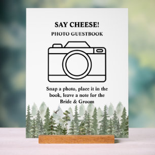 Woodland Forest Wedding Green Photo Booth Acrylic Sign