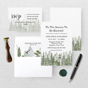 Woodland Forest Wedding Green RSVP Card