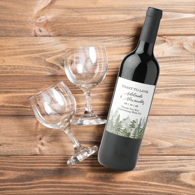 Woodland Forest Wedding Green Wine Label (Creator Uploaded)