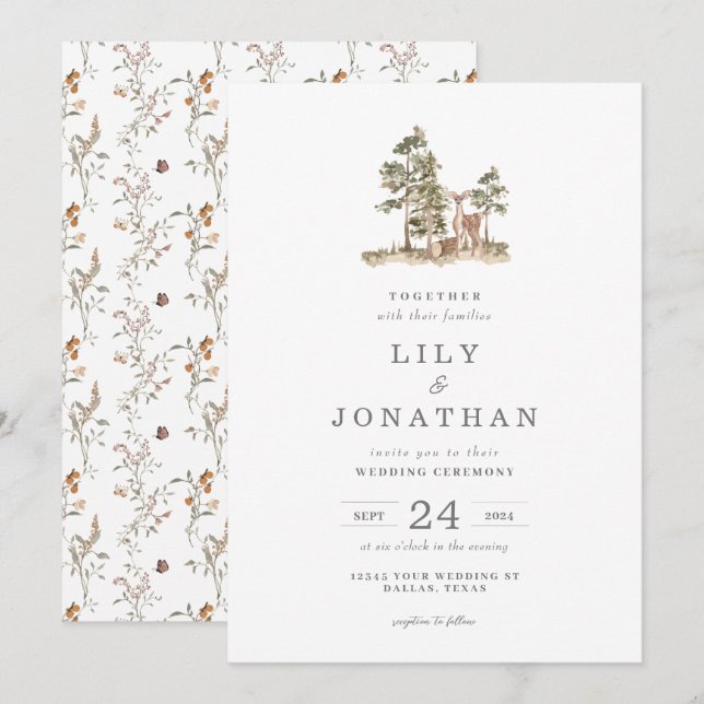 Woodland Forest Wedding Invitation (Front/Back)