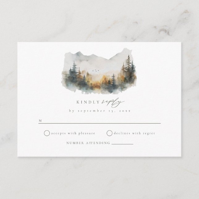 Woodland Forest Wedding RSVP Enclosure Card (Front)