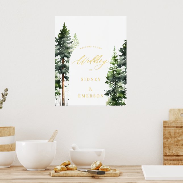 Woodland Forest Welcome Wedding Arch Foil Prints (In Situ (Kitchen))