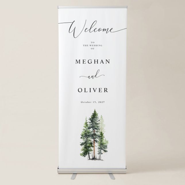 Woodland Forest Welcome Wedding Retractable Banner (Front)