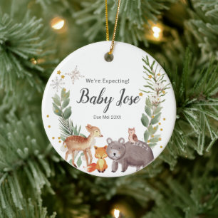Woodland Forest We're Expecting Parents Ceramic Tree Decoration