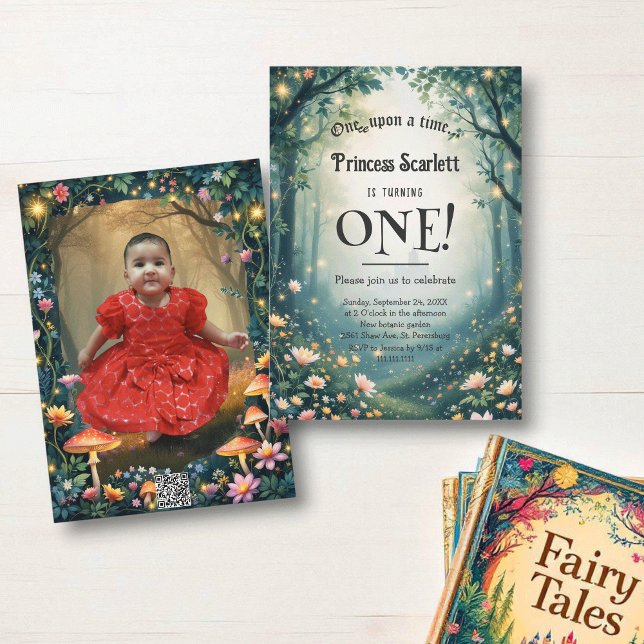 Woodland Forest Whimsical Fairytale 1st Birthday Invitation (Creator Uploaded)