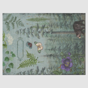 Woodland Forest Wildlife Bear, Butterfly Decoupage Tissue Paper