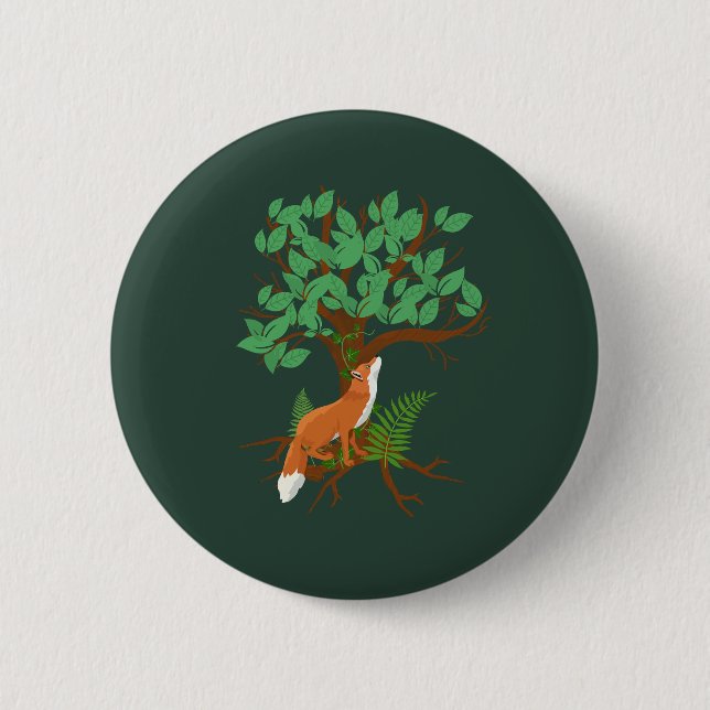 Woodland Fox 6 Cm Round Badge (Front)