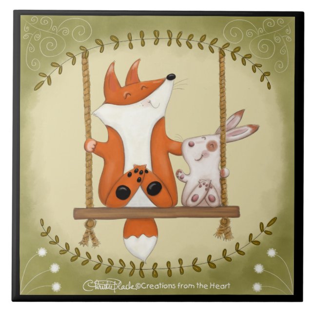 Woodland Fox and Bunny Swing Tile (Front)