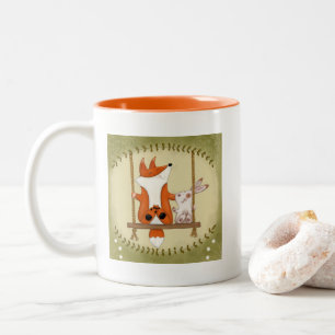 Woodland Fox and Bunny Swing Two-Tone Coffee Mug