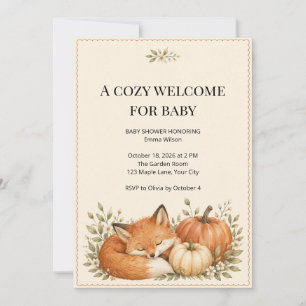 Woodland Fox and Pumpkin Fall Baby Shower Invitation
