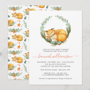 Woodland Fox Autumn Baby Shower Invitation