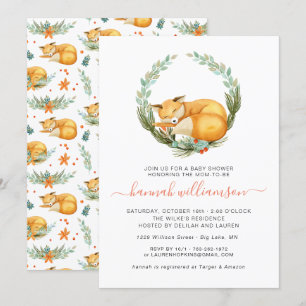Woodland Fox Autumn Baby Shower Invitation