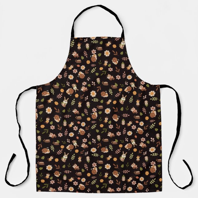 Woodland Fox Autumn Theme Dark Apron (Front)
