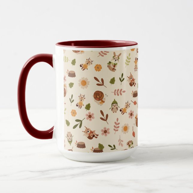 Woodland Fox Autumn Theme Neutral Mug (Left)
