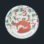 Woodland Fox Baby Shower 7" Plate<br><div class="desc">Cute woodland fox  baby shower set on colourful floral background.   Matching items available in our shop.</div>