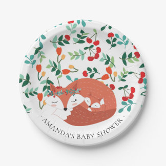 Woodland Fox Baby Shower 7" Plate
