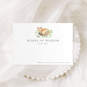 Woodland Fox Baby Shower Advice Cards