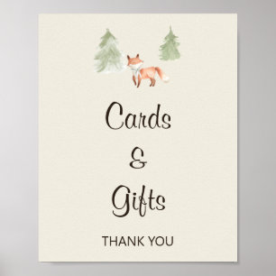 Woodland Fox Baby Shower Cards & Gifts Sign