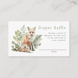 Woodland Fox Baby Shower Diaper Raffle Enclosure Card