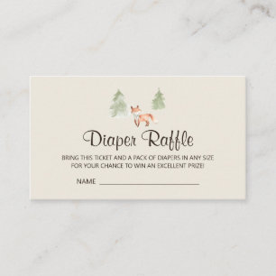 Woodland Fox Baby Shower Diaper Raffle Enclosure Card